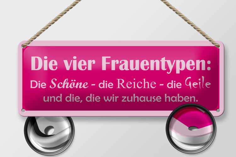 Blechschild Spruch 27x10cm Die 4 Frauentypen Dekoration