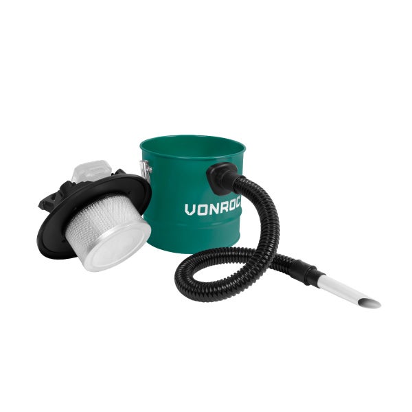 VONROC Aschesauger 20V - 12L Tank | Exkl. Akku und Schnellladegerät