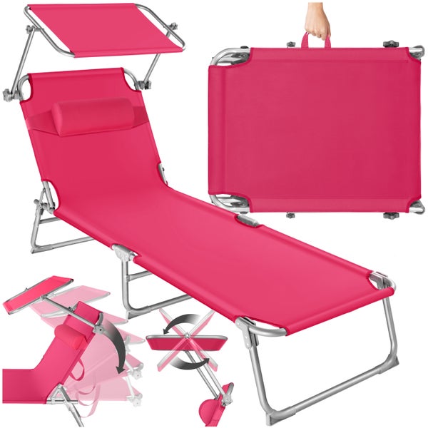 Gartenliege tectake Chloé 190 x 68 x 65 cm klappbar pink