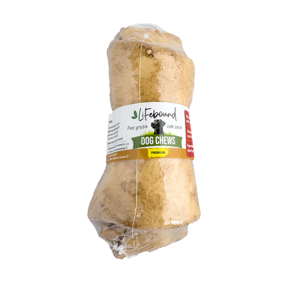 Lifebound - Natürlicher Kauknochen für Hunde aus Kalbsleder in Knochenform mit Erdnussbuttergeschmack  - 10 Stück - Größe: M