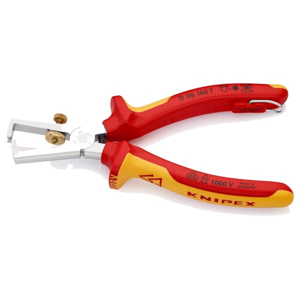 Knipex Abisolierzange mit Befestigungsöse und Öffnungsfeder universal - 1106160T