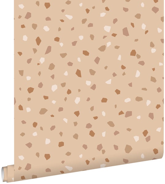 ESTAhome Tapete Terrazzo-Motiv Beige und Terrakotta - 50 x 900 cm - 139825