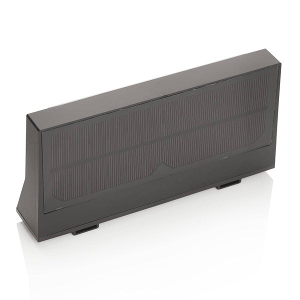 Solarmodul für Solarleuchten aus schwarzem Kunststoff.