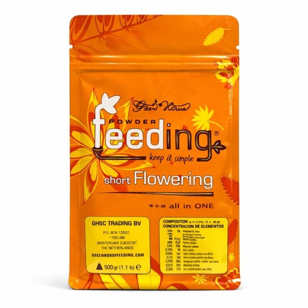 Verpackung Green House Powder Feeding Short Flowering Pflanzendünger, 500 Gramm