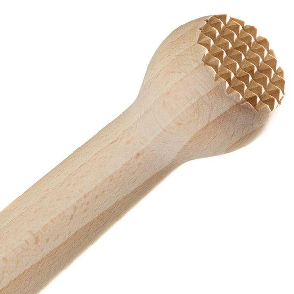 Holz-Stößel mit geriffeltem Kopf für die Zubereitung von Cocktails oder zum Zerstoßen von Zutaten.