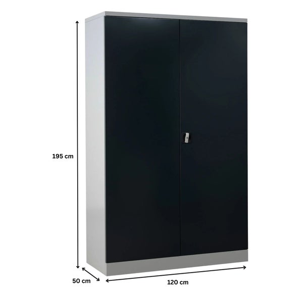 PROREGAL Stahlschrank Bee mit 4 lackierten Fachböden HxBxT 195 x 120 x 50 cm Korpusfarbe Lichtgrau Frontfarbe Anthrazit