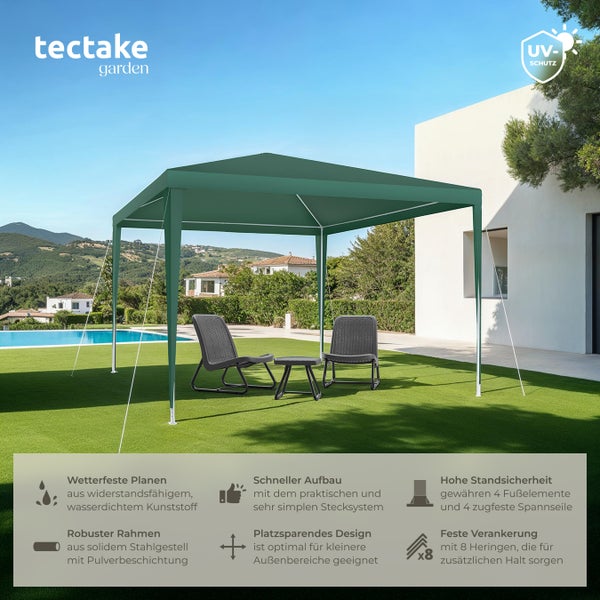 Pavillon tectake Farah wasserdicht 3 x 3 m grün