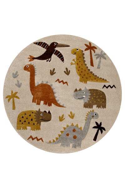 Kinderteppich Sand Beige meliert T-Rex & Friends Smart Kids 160 cm rund