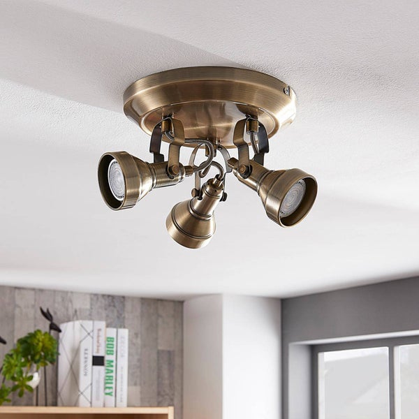 Lindby Deckenlampe Perseas (Retro, Vintage Antik) in Bronze aus Metall (3 flammig GU10) - Deckenleuchte Lampe Wohnzimmerleuchte