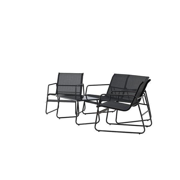 Scopello Loungeset 1 Sofa, 2 Stühle, 1 Couchtisch schwarz. 45 X 75 X 41 cm