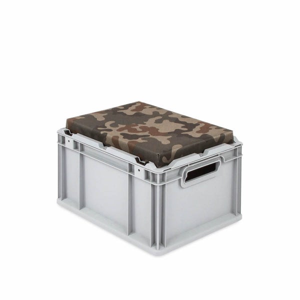 PROREGAL Eurobox NextGen Seat Box Camouflage HxBxT 26,5 x 30 x 40 cm 20 Liter Griffe Offen Eurobehälter Sitzbox Transportbox
