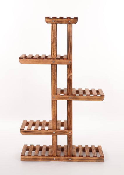 Blumenständer FLORACK HxBxT 117x68x25cm 6 Ablagen Kieferholz Braun geflammt