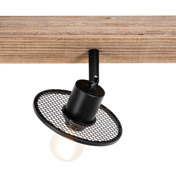 Schwarzer Strahler an Holzdecke