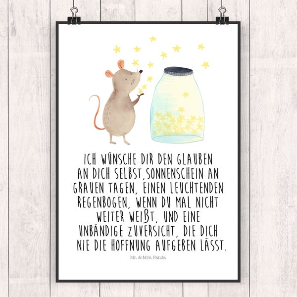 Mr. & Mrs. Panda DIN A5 Poster Maus Sterne - Weiß