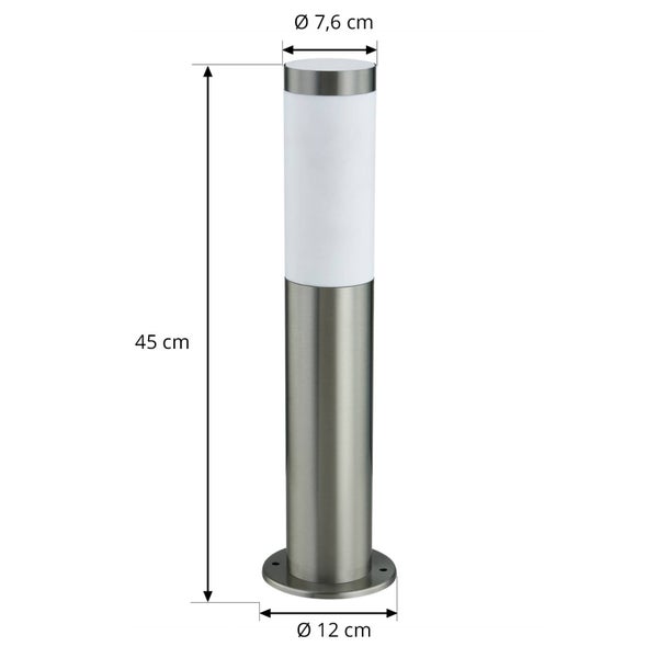 Lindby Außenleuchte Statius mit Bewegungsmelder (spritzwassergeschützt (Modern) in Alu aus Edelstahl (1 flammig, E27) - Wegeleuchte Pollerleuchte Wegelampe Sockelleuchte