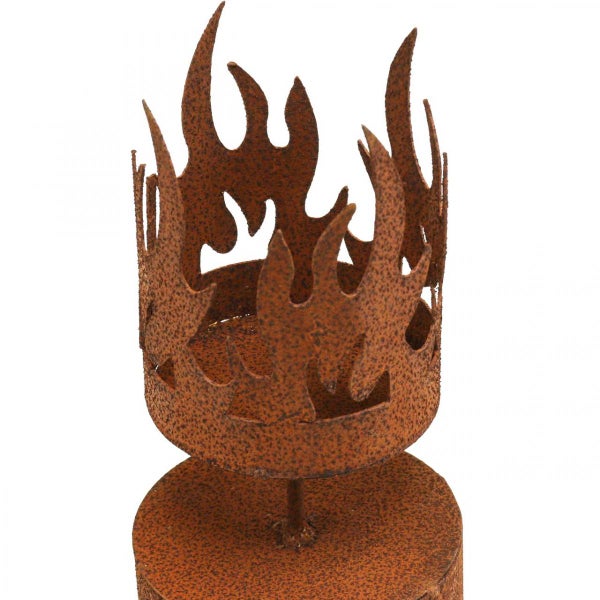 Dekorative Feuerschale aus Metall im Flammen-Design