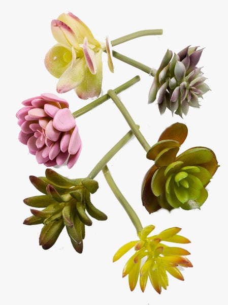 Künstlicher Kirschblütenzweig mit rosa-weißen Blüten und grünen Blättern.