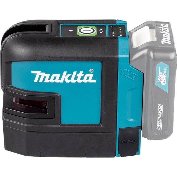 Makita Logo und Bedienelemente eines Kreuzlinienlasers