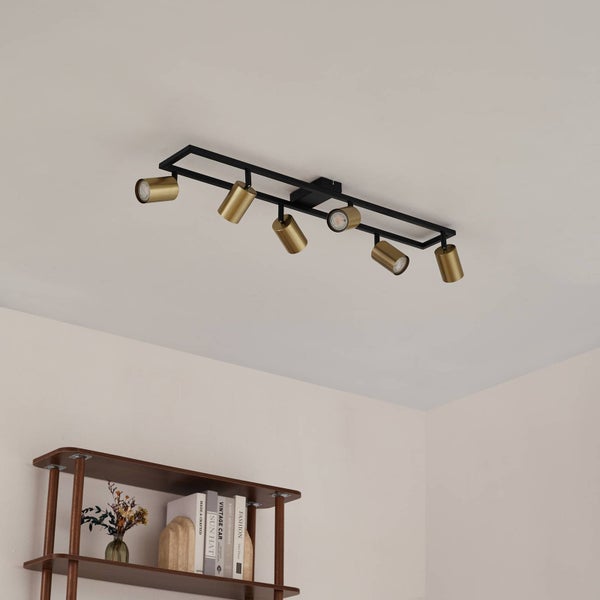 Deckenleuchte mit sechs Strahlern aus Metall