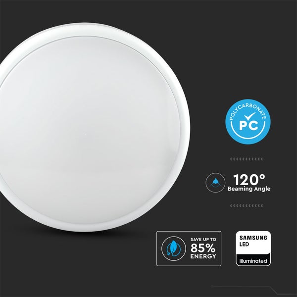 V-TAC VT-14 - LED-Kuppelleuchten - Bulkhead - Samsung - 315mm - IP65 - Weiß - 14 Watt - 1400