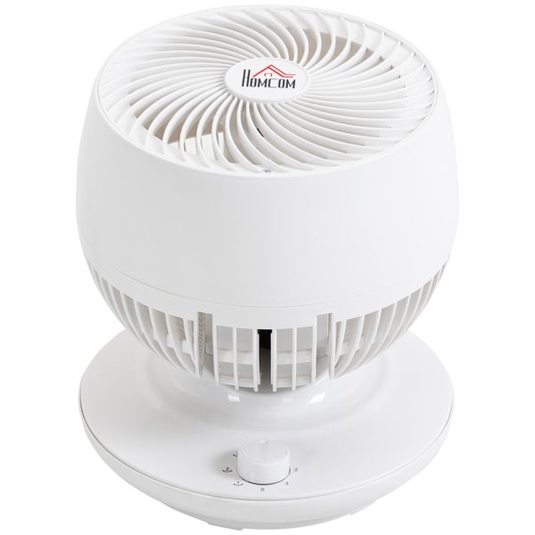 HOMCOM Tischventilator Ventilator 90° Kippfunktion 90° Schwenkbar 70° Oxidation Umluftventilator Lüfter 3 Geschwindigkeitsstufen Kunststoff ABS Ø27 x 34H cm