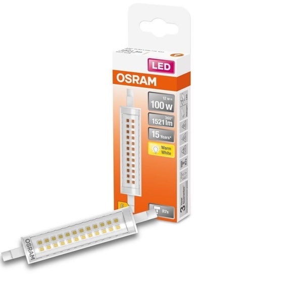 Osram LED Lampe ersetzt 100W R7S Röhre - R7S-118 in Transparent 12W 1521lm 2700K 1er Pack