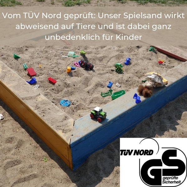 Spielsand Plus 25 Kg 0-2 mm TÜV Nord Spielkasten Sand für Sandkasten Kinderspielsand Quarzsand Staubfrei Tierabweisend