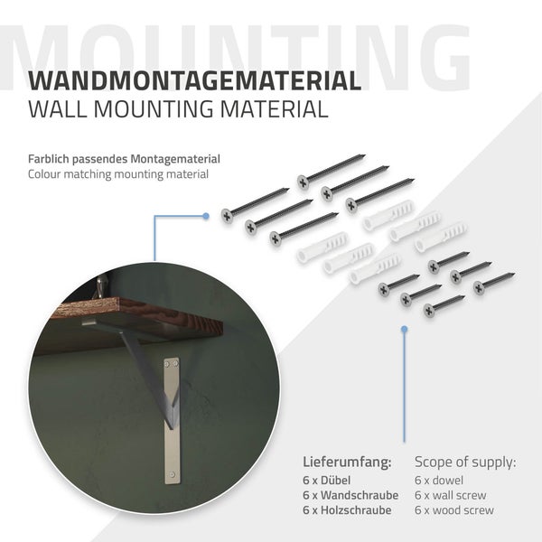 ML-Design 4 Stück Regalhalterung 240x240 mm, Silber, Aluminium, Schwebende Regalhalterungen, Regalwinkel, Wandhalterung für Regalbrett, Regalträger für Wandmontage, Wandregal Wandkonsole Regalstütze