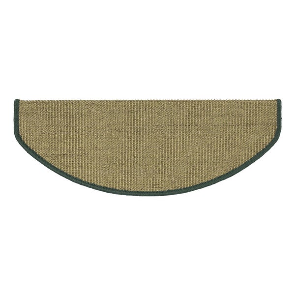 FLOORDIREKT Stufenmatte aus Sisal - Pure Nature - Umkettelt & Selbstklebend - Grün 23,5 x 65 cm - Halbrund
