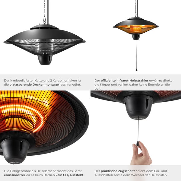 Deckenheizstrahler mit Infrarot und Halogenröhre für die Deckenmontage