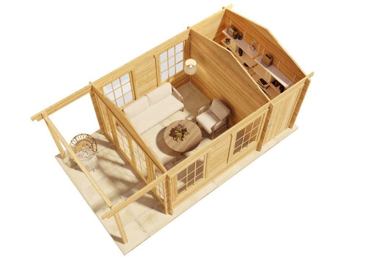Alpholz Gartenhaus Kim-Avant 40 aus Holz in braun Holzhaus Inklusive: Terrasse Blockbohlenhaus