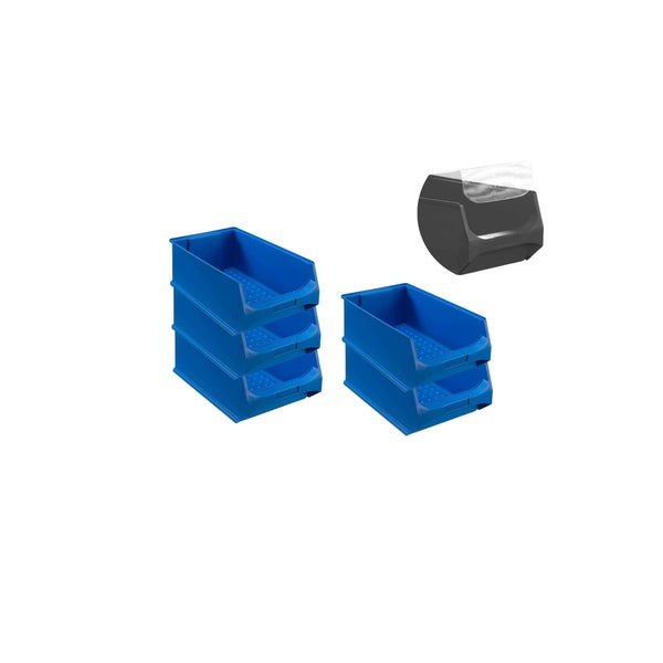 PROREGAL SparSet 5 x Blaue Sichtlagerbox 5.0 Mit Abdeckung HxBxT 20 x 30 x 50 cm 21,8 Liter Sichtlagerbehälter Sichtlagerkasten