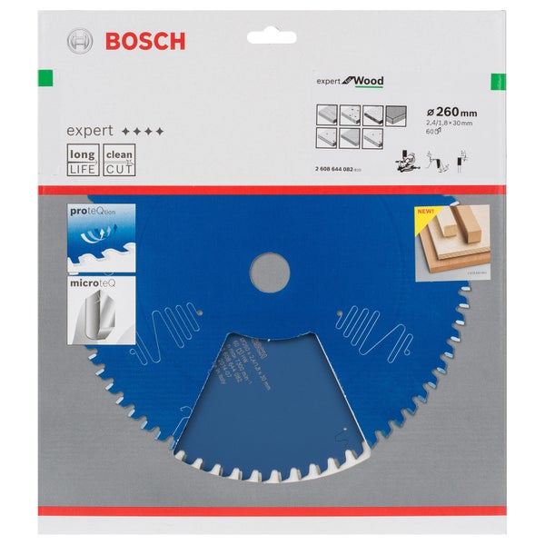 Bosch Kreissägeblatt Expert for Wood für Kapp- und Gehrungssägen 260 x 30 x 2,4 mm 60 - 2608644082