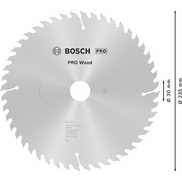 Bosch PRO Wood Kreissägeblatt 235 x 2,8 x 30 mm - 2608640727
