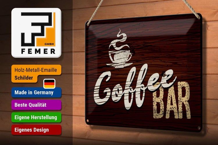 Blechschild Spruch 30x20cm Coffee Bar