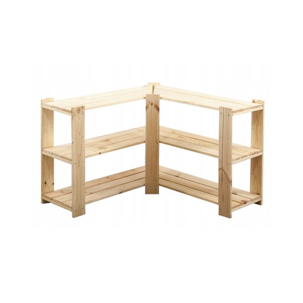 PROREGAL Eckregal Woodland HxBxT 64 x 85 x 30 cm Fachlast 120 kg 3 Fachboden Kiefernholz Natur