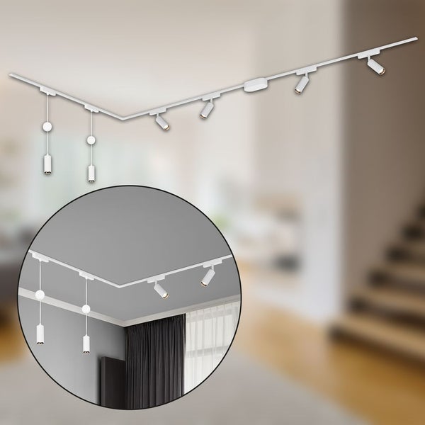 Briloner Luxtrail Schienensystem, Komplettset, 4x LED Spots, 2x LED Pendel, Schwenkbar, Höhenverstellbar, Weiß, 3m