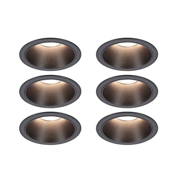 Set LED Einbauleuchte Cole Coin 6er-Set IP44 88mm Coin 6x6W 6x470lm 230V dimmbar 2700K Schwarz matt