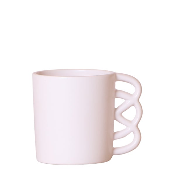 Übertopf Happy Mug - glücklicher Kaffebecher - fröhliche Keramik passend für 9cm Töpfe - weiß