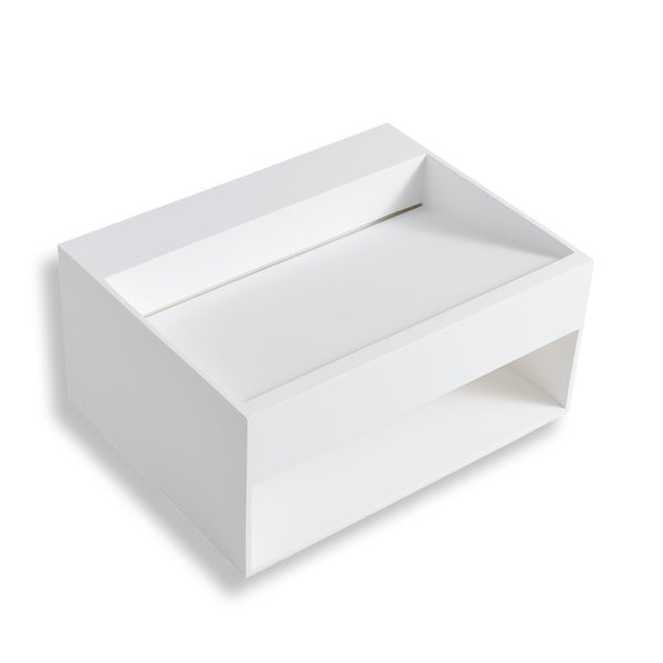 Stilform Wandwaschbecken 60x46x28 cm | Mineralguss mit Ablagefach | Weiß matt