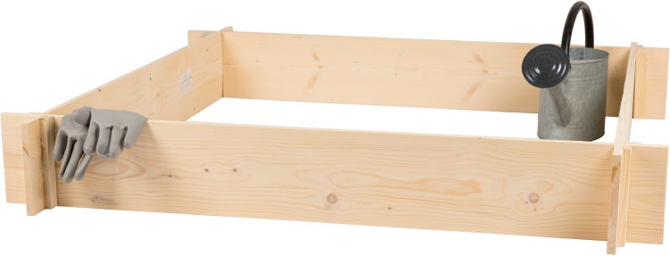 needs&wants® Große Hochbeet-Umrandung aus Holz für Garten Terrasse, Pflanzbeet Bausatz XL quadratisch, Blumenbeet Kräuterbeet Beetumrandung niedrig deko, braun