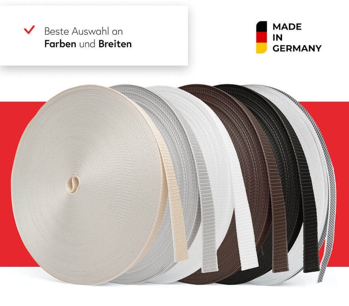 Rollen Gurtband in verschiedenen Farben und Breiten