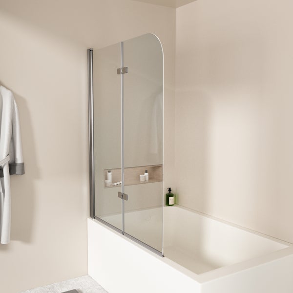 EMKE Badewannenaufsatz 2-teilig 110 x 140 cm – Duschwand für Badewanne, faltbar, mit Nano-Beschichtung zur einfachen Reinigung, 6mm ESG Glas