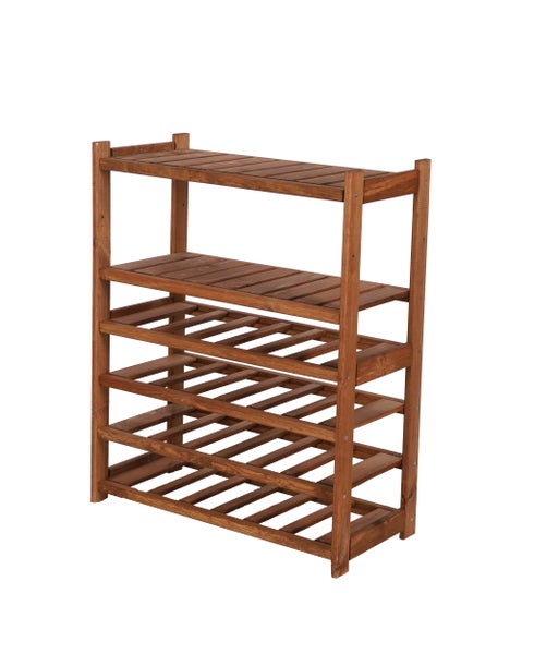 PROREGAL Weinregal SPREEWALD HxBxT 86x70x33cm 24 Flaschen auf 4 Ebenen + 2 Ablagen Massives Kiefernholz Braun geölt