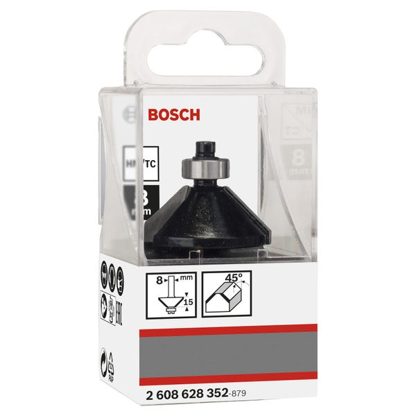 Bosch Fasefräser, 8 mm, B 11 mm, L 15 mm, G 56 mm, 45° - 2608628352