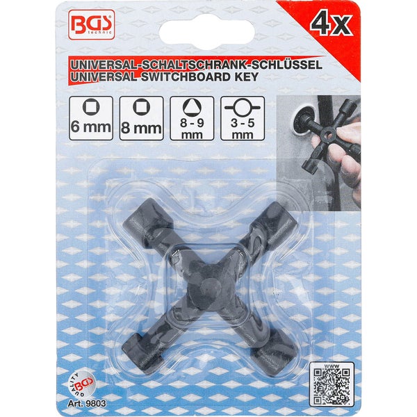BGS Technic Universeller Schaltschrankschlüssel, Vierfachschlüssel