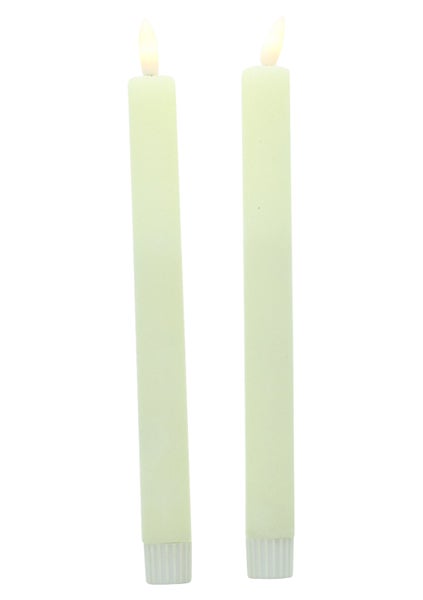FRANK FLECHTWAREN | LED-Stabkerze, 2er Set, WACHS, KUNSTSTOFF, Ø 2,2 x 25 cm, ohne Batterien, nur für den Innenbereich geeignet