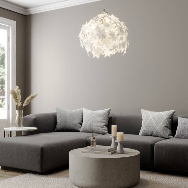 Lindby Pendelleuchte Maple (Für Kinder, Junges Wohnen) in Weiß (1 flammig E27) - Textil Hängeleuchte Esstischlampe Hängelampe Wohnzimmerleuchte