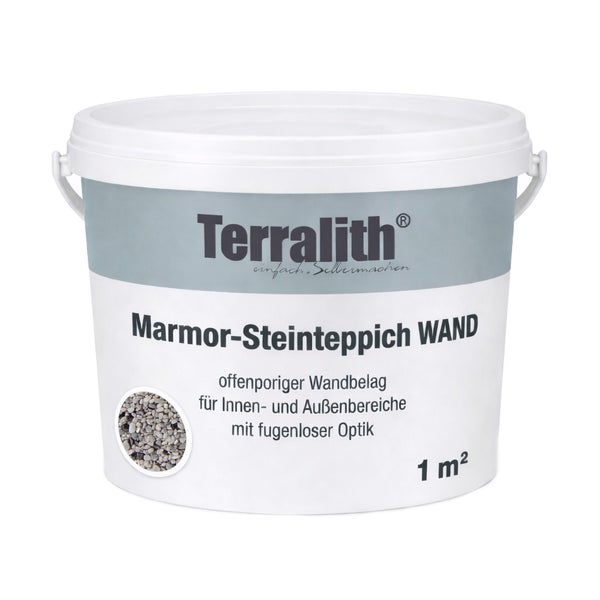 Terralith Marmor-Steinteppich Wand, offenporiger Wandbelag für innen und außen, fugenlose Optik, für 1 Quadratmeter.