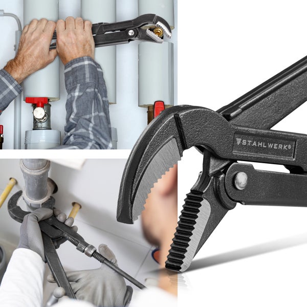 STAHLWERK Rohrzangen 3er Set 1, 1,5, 2 Zoll Chrom-Vanadium Wasserpumpenzangen